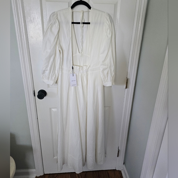 Christie Puff Sleeve Plunge Midi Dress Size 10 - Picture 11 of 14